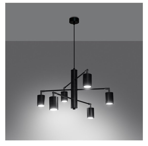 Lampadario nero in metallo Virta – Sollux