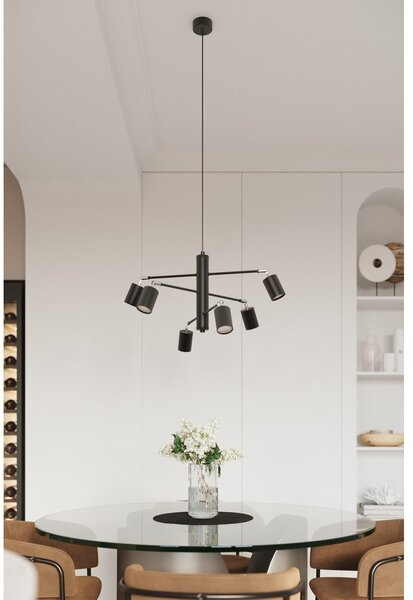 Lampadario nero in metallo Virta – Sollux