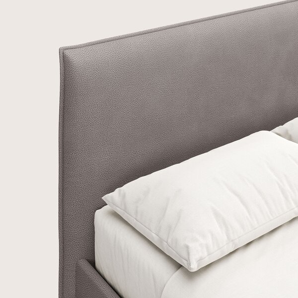 Nina letto contenitore dal design minimal in microfibra effetto pelle