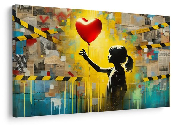 Quadro su tela – Ragazza cuore e palloncino