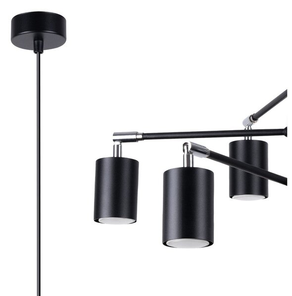 Lampadario nero in metallo Virta – Sollux