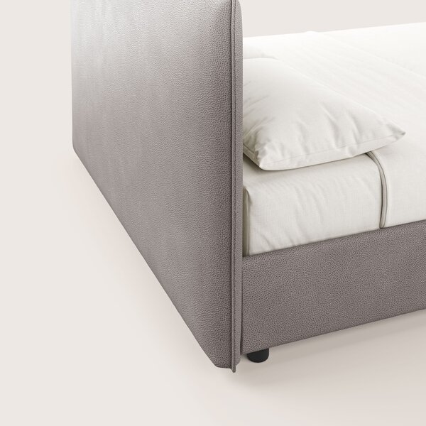 Nina letto contenitore dal design minimal in microfibra effetto pelle