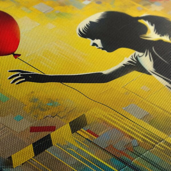 Quadro su tela – Ragazza cuore e palloncino