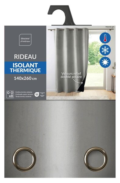 Tenda termoisolante grigia in velluto 140x260 cm Polarchic – douceur d'intérieur