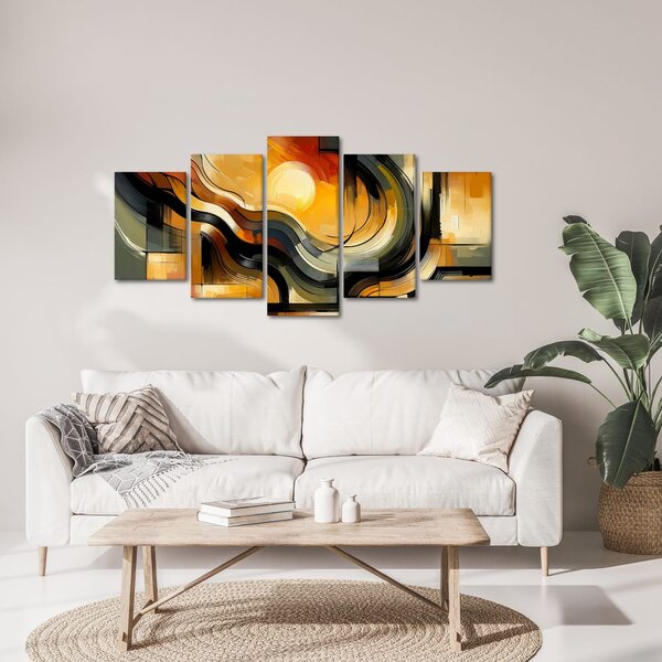 Quadri 5 pezzi – Tramonto astratto