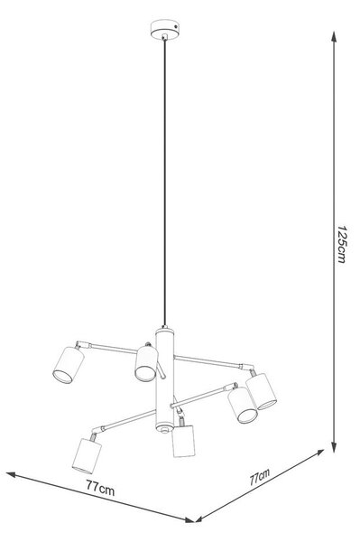 Lampadario nero in metallo Virta – Sollux