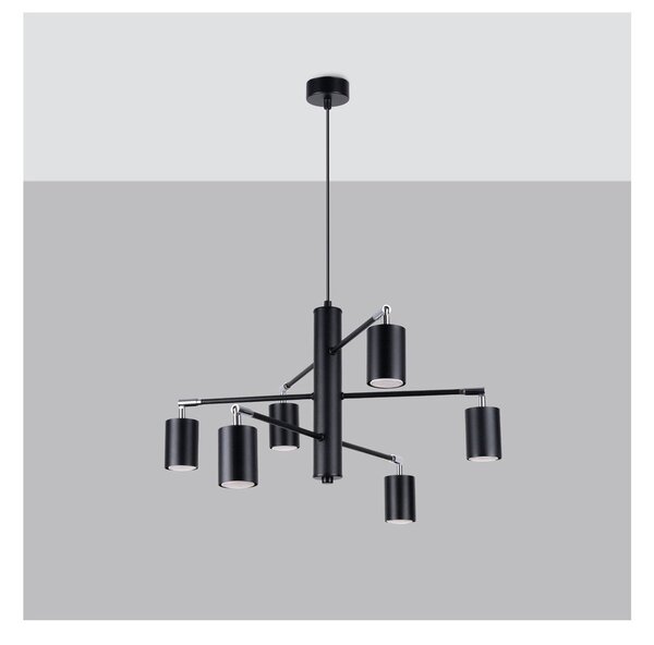Lampadario nero in metallo Virta – Sollux