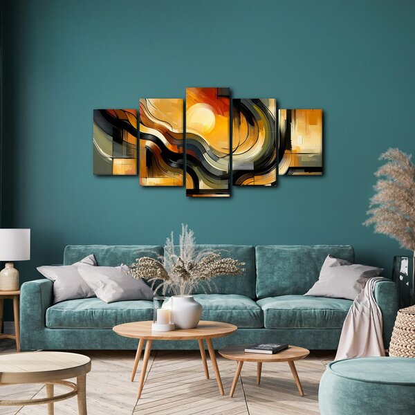 Quadri 5 pezzi – Tramonto astratto