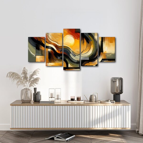 Quadri 5 pezzi – Tramonto astratto