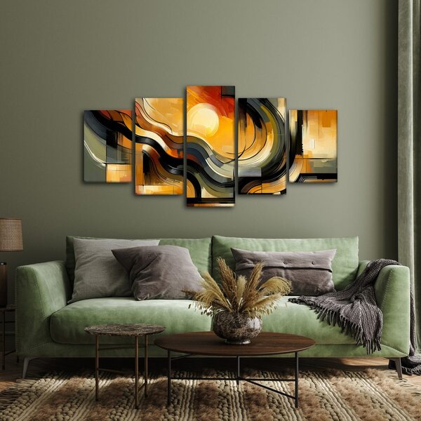 Quadri 5 pezzi – Tramonto astratto