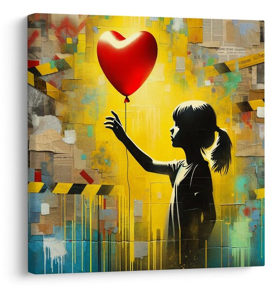 Quadro su tela – Sagoma di ragazza con palloncino