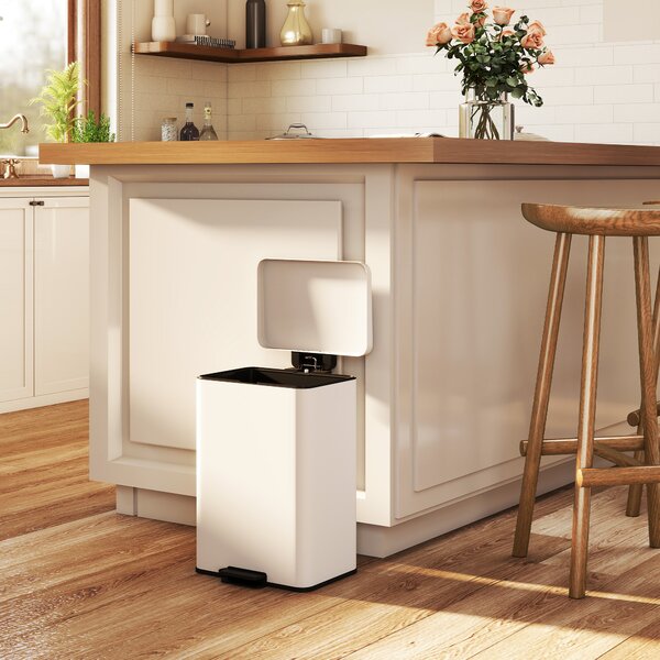 HOMCOM Pattumiera da cucina 20 L con pedale e chiusura ammortizzata, crema | Aosom Italy