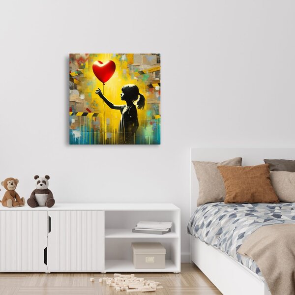 Quadro su tela – Sagoma di ragazza con palloncino