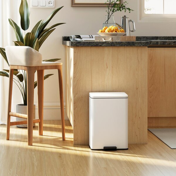 HOMCOM Pattumiera da cucina 20 L con pedale e chiusura ammortizzata, crema | Aosom Italy