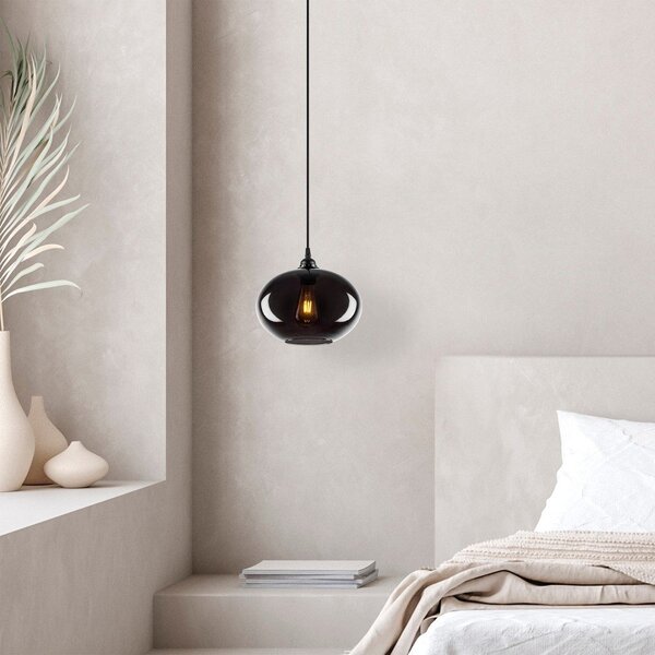 Lampadario nero con paralume in vetro ø 27 cm Smoked – Opviq lights