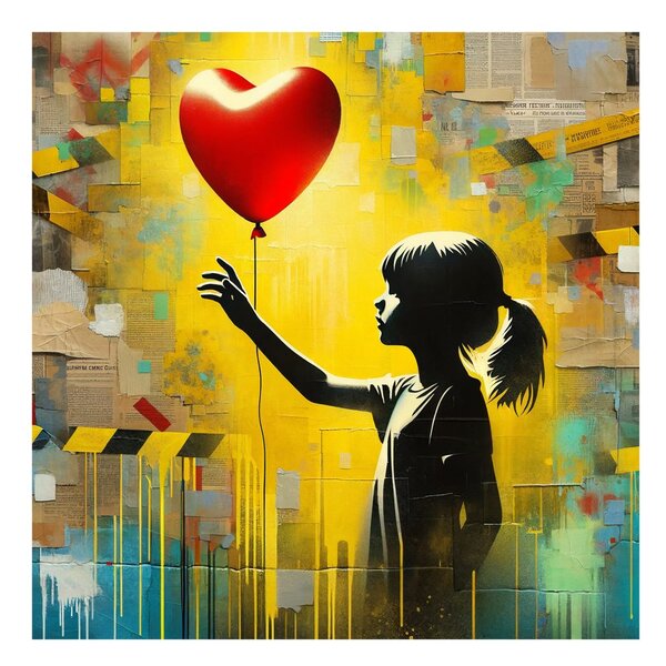 Quadro su tela – Sagoma di ragazza con palloncino