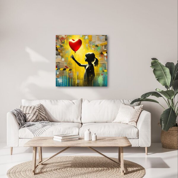Quadro su tela – Sagoma di ragazza con palloncino