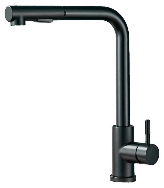 Rubinetto da cucina, rotazione a 360 gradi, funzione spray estraibile, miscelatore nero opaco