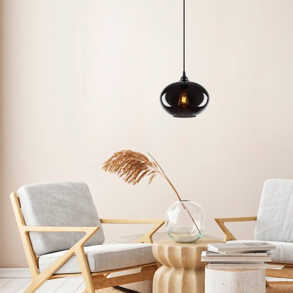 Lampadario nero con paralume in vetro ø 27 cm Smoked – Opviq lights