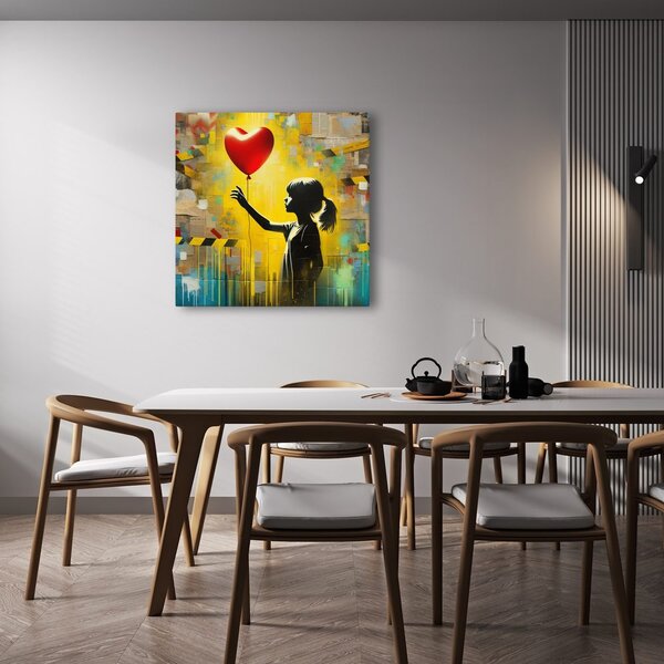 Quadro su tela – Sagoma di ragazza con palloncino
