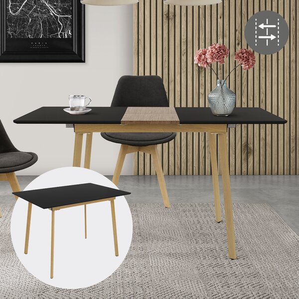 ML-Design Tavolo da pranzo rettangolare allungabile in legno, tavolo da pranzo con gambe in acciaio per 4-6 persone, tavolo da cucina scandinavo