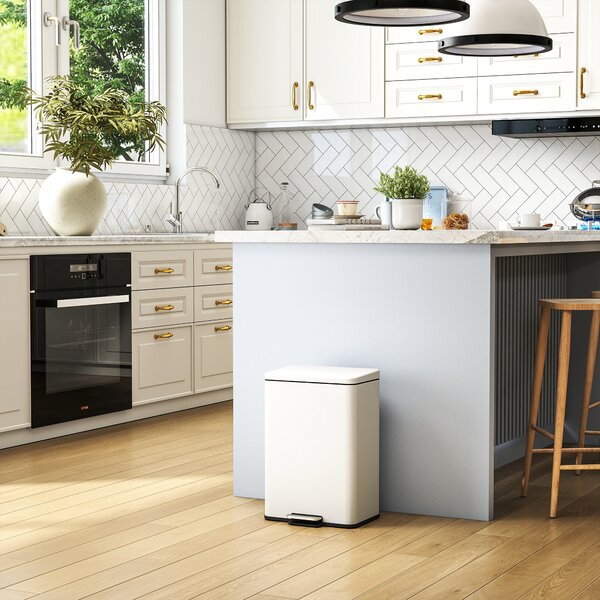HOMCOM Pattumiera da cucina 20 L con pedale e chiusura ammortizzata, crema | Aosom Italy