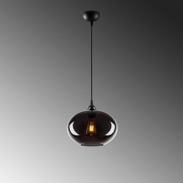 Lampadario nero con paralume in vetro ø 27 cm Smoked – Opviq lights