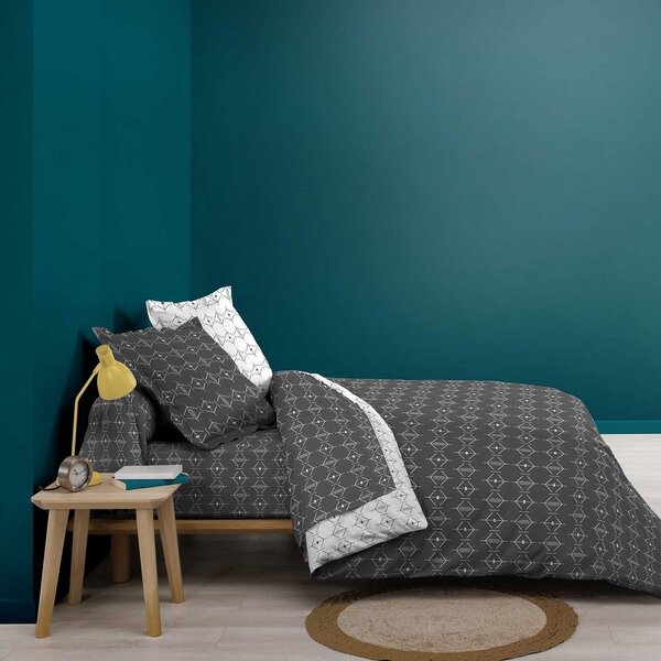 Lenzuolo con angoli grigio scuro in cotone 140x190 cm Aristide – douceur d'intérieur