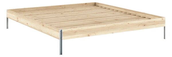 Letto matrimoniale di colore naturale in pino massiccio con rete inclusa 180x200 cm Core – Karup Design