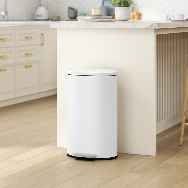 HOMCOM Bidone da cucina 30 L con pedale, secchio rimovibile e chiusura morbida, bianco | Aosom Italy