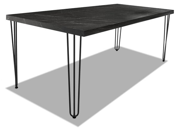 Tavolo da pranzo in legno e metallo con piedi triangolari neri - 220x100 cm