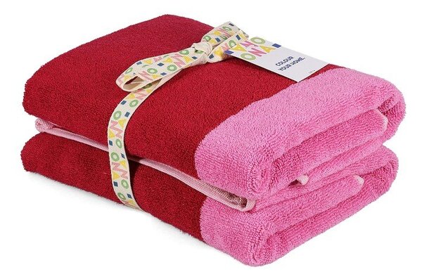 Set di asciugamani tipo terry rosa in cotone 2 pz 50x100 cm Pixie – ONA