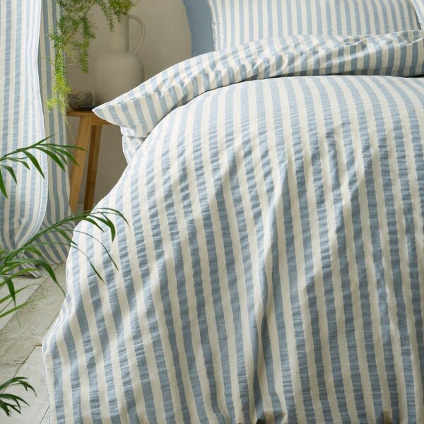 Set copripiumino e federa blu per letto singolo 135x200 cm Cotton Rich Woven Stripe – Pineapple Elephant