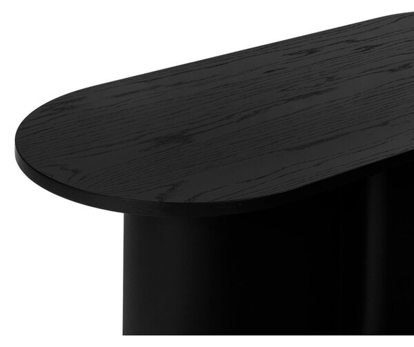 Tavolino da salotto nero con piano effetto rovere 50x115 cm Looi – noo.ma