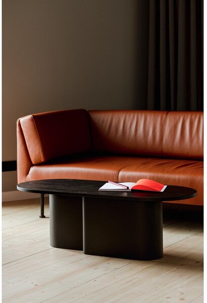 Tavolino da salotto nero con piano effetto rovere 50x115 cm Looi – noo.ma
