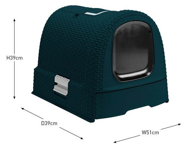 Lettiera per Gatti 51x39x39 cm in Plastica Effetto Rattan Keter Cat Litter Box Graphite