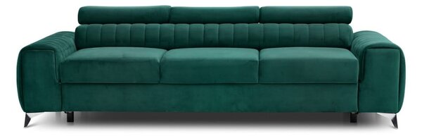 Divano verde allungabile e rivestimento in velluto 261 cm Laurence – ELTAP