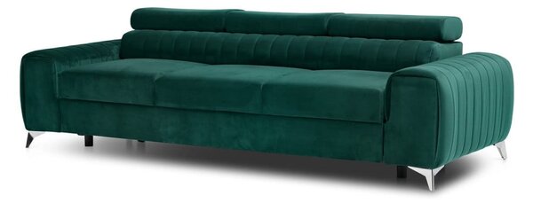 Divano verde allungabile e rivestimento in velluto 261 cm Laurence – ELTAP