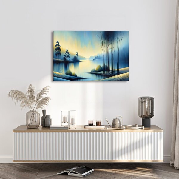Quadro su tela – Lago tranquillo in blu
