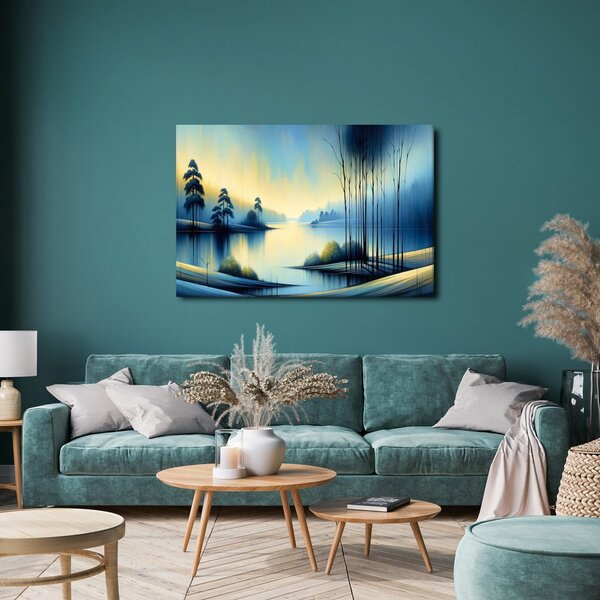 Quadro su tela – Lago tranquillo in blu