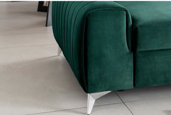 Divano verde allungabile e rivestimento in velluto 261 cm Laurence – ELTAP