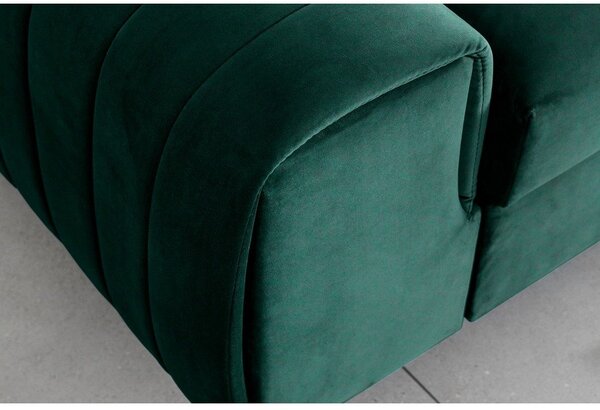 Divano verde allungabile e rivestimento in velluto 261 cm Laurence – ELTAP