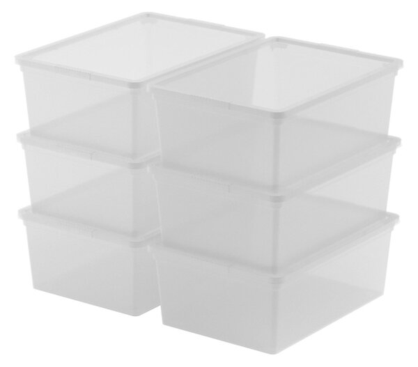 Set 6 Contenitori Rettangolari 37x26x14 cm in Plastica Keter C Box S Trasparente