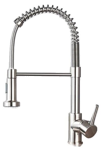 Rubinetto da cucina, montato a soffitto, orientabile a 360 gradi, nichel spazzolato A