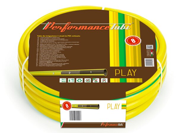 Tubo da Giardino per Irrigazione Ø5/8"-15 mm 15m 3 Strati in PVC Retinato Play Giallo