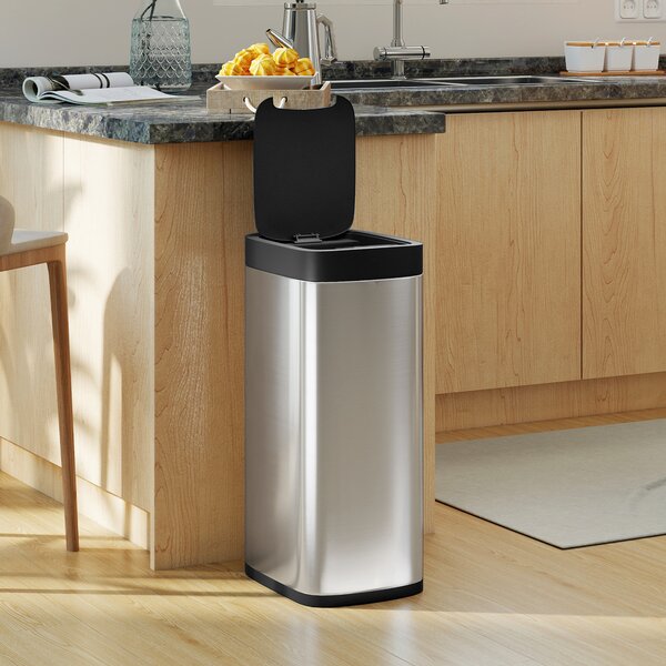 HOMCOM Pattumiera automatica 50 L con sensore di movimento, a batterie, argento | Aosom Italy