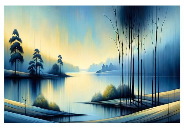 Quadro su tela – Lago tranquillo in blu