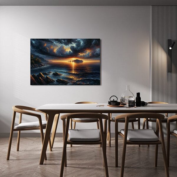 Quadro su tela – Tramonto drammatico sul mare