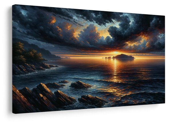 Quadro su tela – Tramonto drammatico sul mare