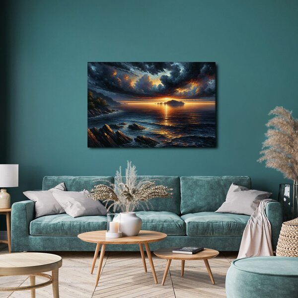 Quadro su tela – Tramonto drammatico sul mare